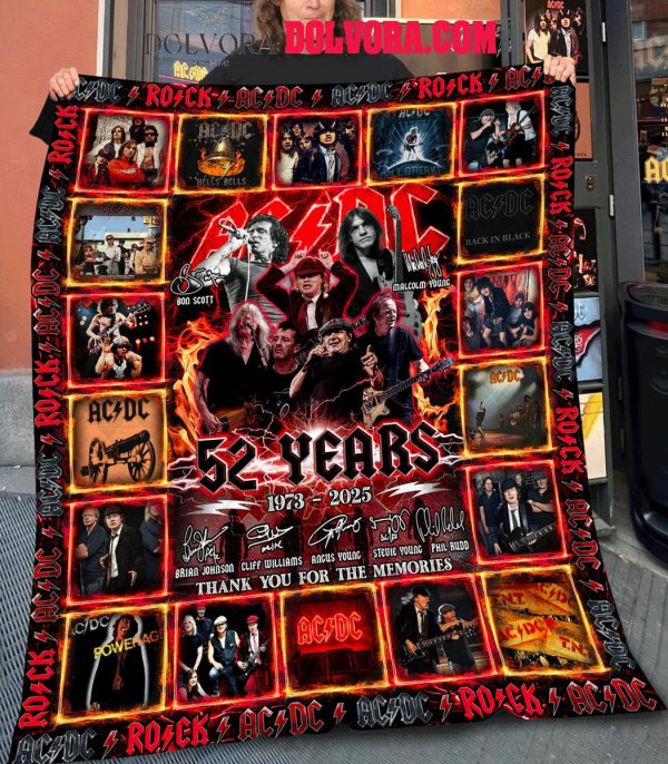 ACDC Rock 52 Years Of The Memories Thank You 1973-2025 Fleece Blanket Quilt