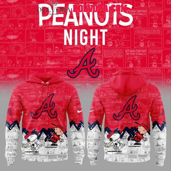 Atlanta Braves Snoopy 75th Anniversary Peanuts Celebration Hoodie T-Shirt