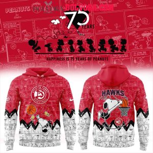 Atlanta Hawks Peanuts 75th Anniversary Snoopy Happiness 2025 Hoodie T-Shirt