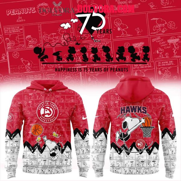 Atlanta Hawks Peanuts 75th Anniversary Snoopy Happiness 2025 Hoodie T-Shirt