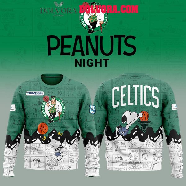 Boston Celtics 75th Anniversary Of Peanuts Snoopy 2025 Hoodie T-Shirt