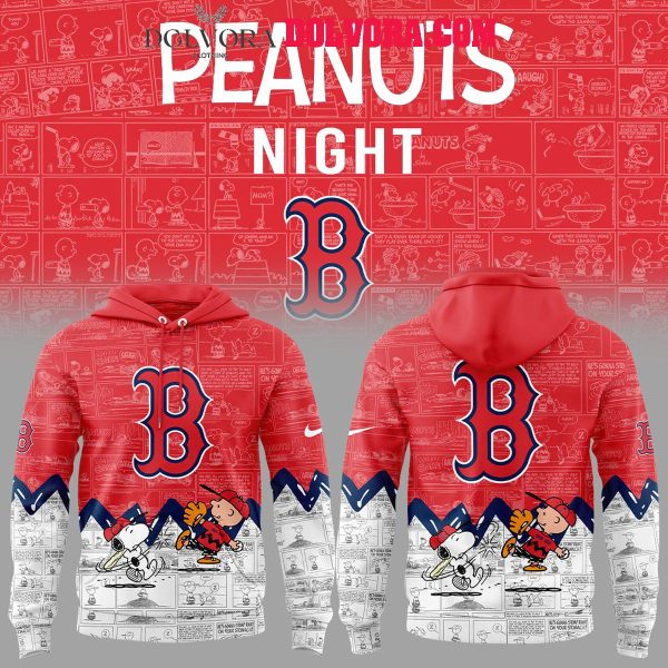 Boston Red Sox Snoopy 75th Anniversary Of Peanuts Hoodie T-Shirt