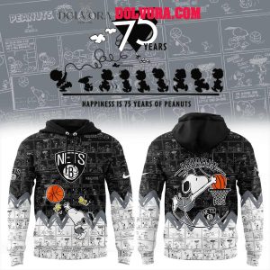 Brooklyn Nets Peanuts 75th Anniversary Snoopy Happiness 2025 Hoodie T-Shirt