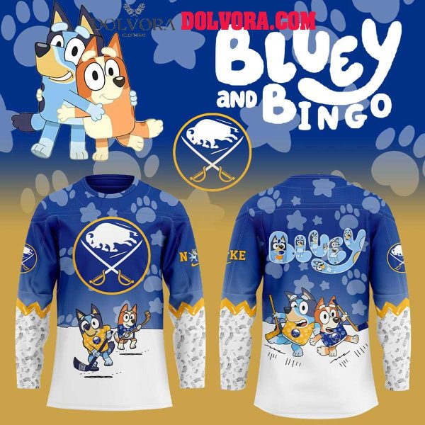 Buffalo Sabres Bluey And Bingo 2025 Anniversary Time Personalized Hockey Jersey