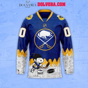 Buffalo Sabres Snoopy 75th Anniversary Of Peanuts Personalized Hockey Jersey