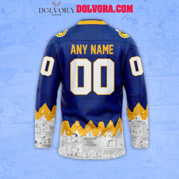 Buffalo Sabres Snoopy 75th Anniversary Of Peanuts Personalized Hockey Jersey