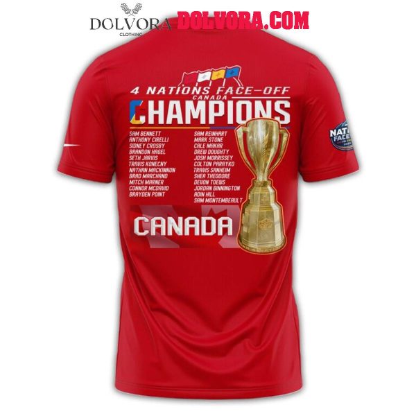 Canada Hockey NHL 4 Nations 2025 Champions Celebration Hoodie T-Shirt