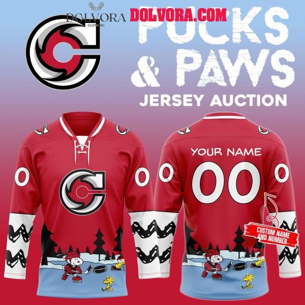 Cincinnati Cyclones Pucks and Paws Snoopy Anniversary Personalized Hockey Jersey