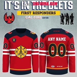 Coachella Valley Firebirds AHL First Responders Cal Fire Personalized Hockey Jersey