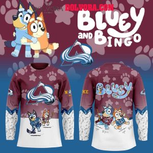 Colorado Avalanche Bluey And Bingo 2025 Anniversary Time Personalized Hockey Jersey