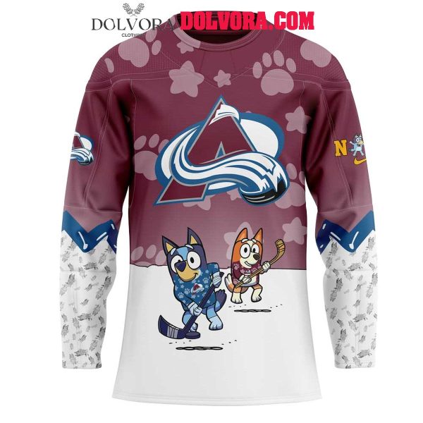 Colorado Avalanche Bluey And Bingo 2025 Anniversary Time Personalized Hockey Jersey