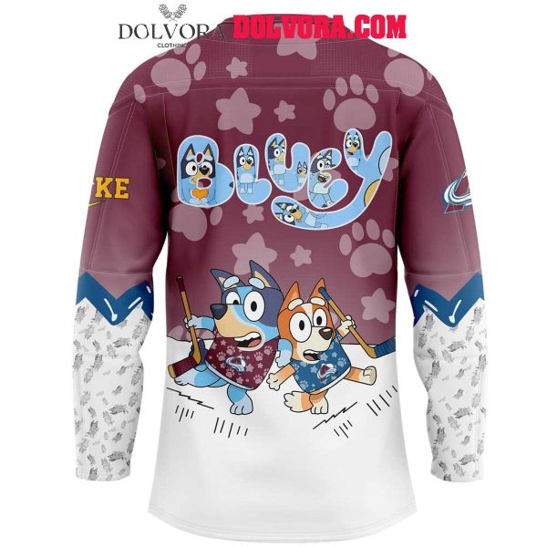 Colorado Avalanche Bluey And Bingo 2025 Anniversary Time Personalized Hockey Jersey