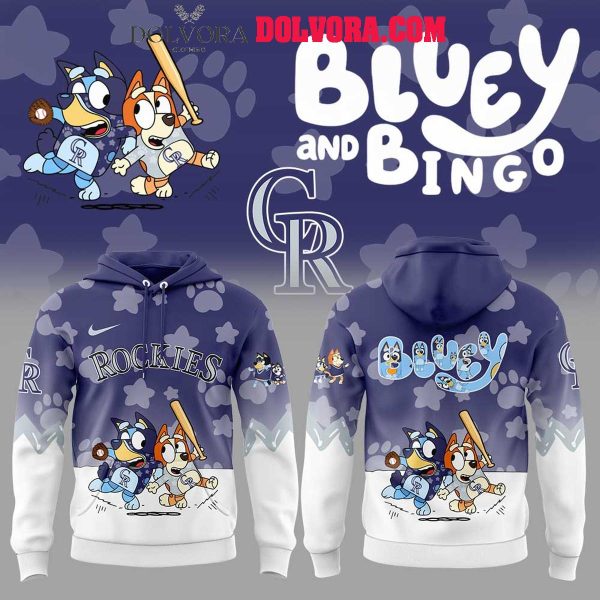 Colorado Rockies Bluey And Bingo Playing Baseball 2025 Hoodie T-Shirt