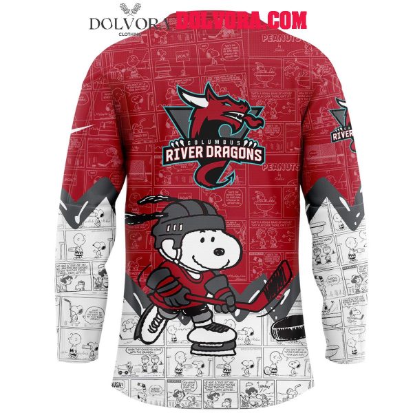 Columbus River Dragons 2025 Snoopy 75th Anniversary Peanuts Hockey Jersey