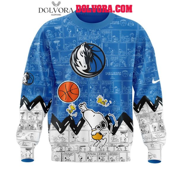 Dallas Mavericks Snoopy Basketball 75th Anniversary Peanuts Hoodie T-Shirt