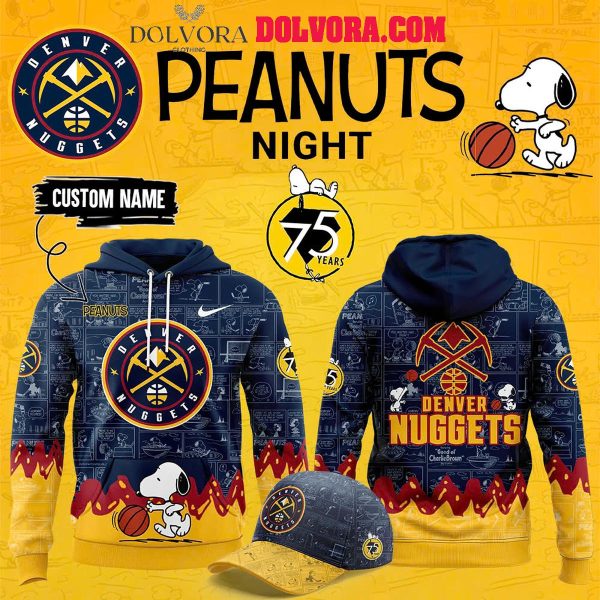 Denver Nuggets 75th Anniversary Of Peanuts 2025 Snoopy Time Hoodie T-Shirt