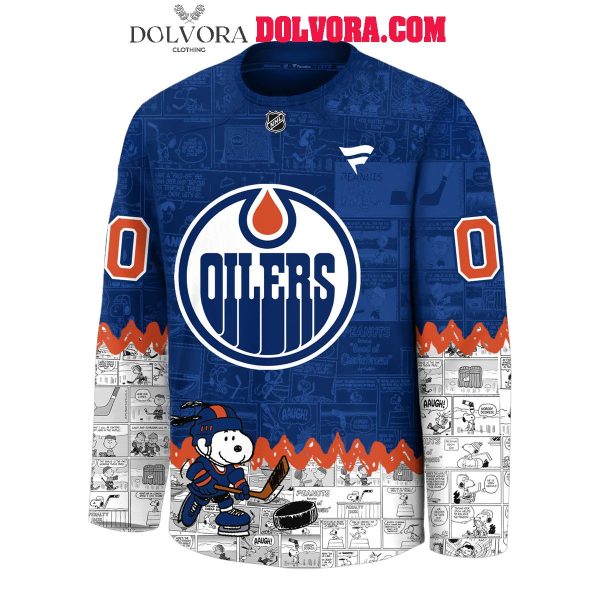 Edmonton Oilers 75th Anniversary Peanuts Night 2025 Personalized Hockey Jersey