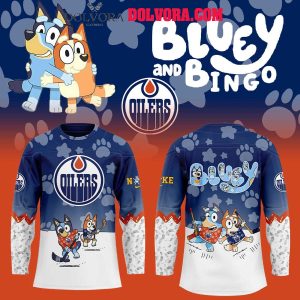 Edmonton Oilers Bluey And Bingo 2025 Anniversary Time Personalized Hockey Jersey