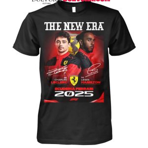 Ferrari 2025 Formula 1 Race Lewis Hamilton And Charles Leclerc New Era T-Shirt