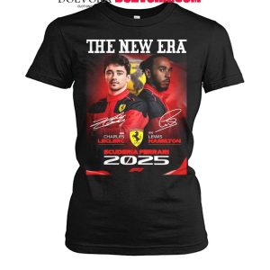 Ferrari 2025 Formula 1 Race Lewis Hamilton And Charles Leclerc New Era T-Shirt