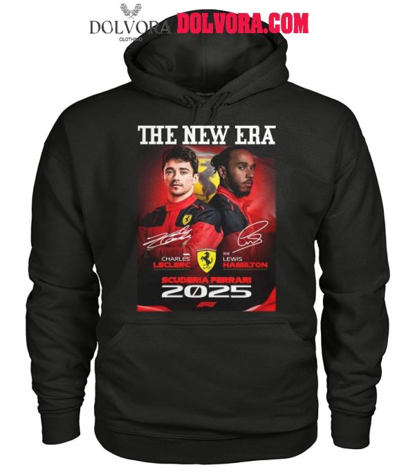 Ferrari 2025 Formula 1 Race Lewis Hamilton And Charles Leclerc New Era T-Shirt