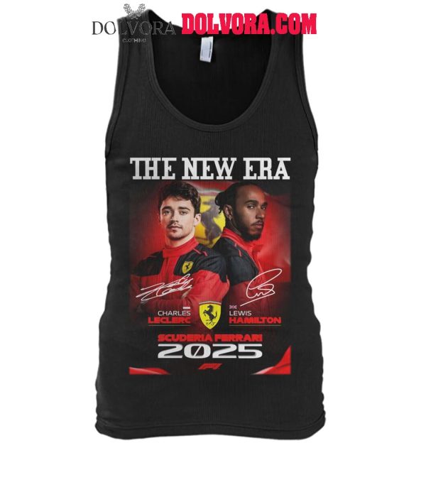 Ferrari 2025 Formula 1 Race Lewis Hamilton And Charles Leclerc New Era T-Shirt