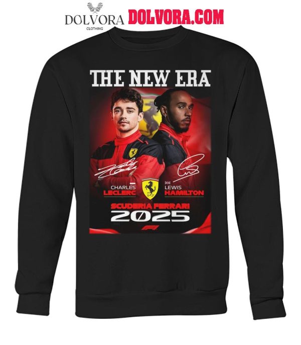 Ferrari 2025 Formula 1 Race Lewis Hamilton And Charles Leclerc New Era T-Shirt