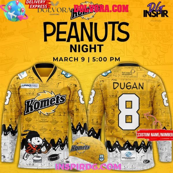 Fort Wayne Komets Snoopy 75th Anniversary Peanuts 2025 Hockey Jersey