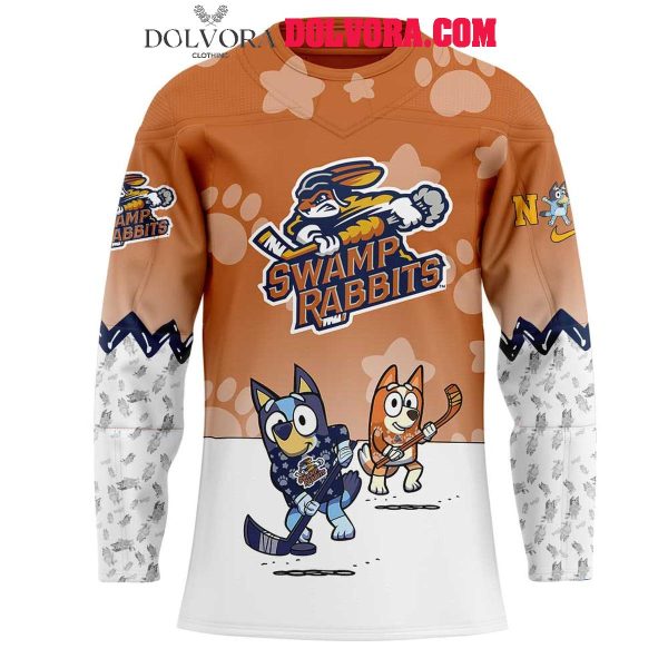 Greenville Swamp Rabbits Bluey And Bingo Playing ECHL 2025 Hockey Jersey