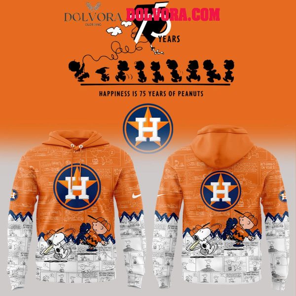 Houston Astros Celebrate 75th Anniversary of Peanuts Orange Hoodie T-Shirt