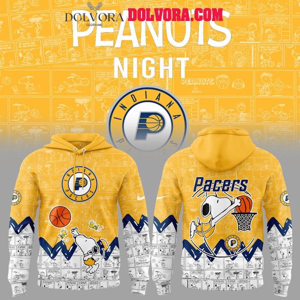 Indiana Pacers Snoopy Basketball 75th Anniversary Peanuts Hoodie T-Shirt