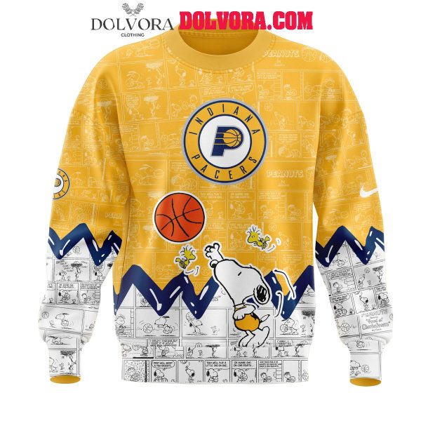 Indiana Pacers Snoopy Basketball 75th Anniversary Peanuts Hoodie T-Shirt