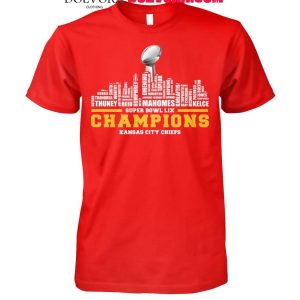 Kansas City Chiefs 2025 Super Bowl LIX Skyline Champions Tshirt