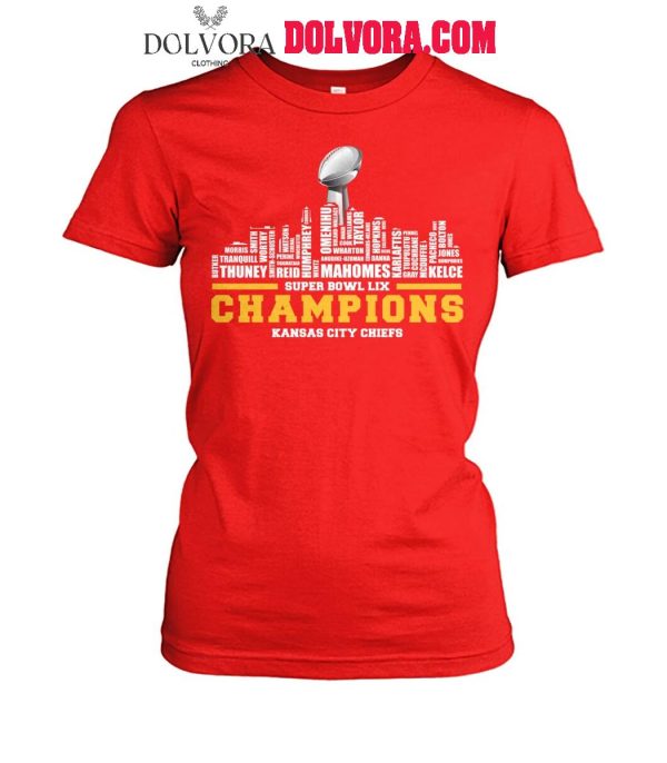 Kansas City Chiefs 2025 Super Bowl LIX Skyline Champions Tshirt