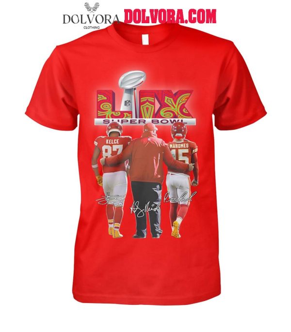 Kansas City Chiefs Andy Reid Travis Kelce Patrick Mahomes 2025 Super Bowl Champions Shirt