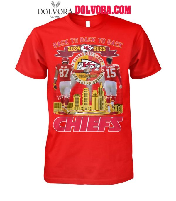 Kansas City Chiefs Back To Back To Back 2024-2025 Super Bowl Champions Shirt