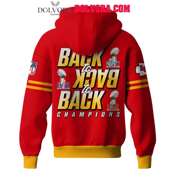 Kansas City Chiefs Back To Back To Back 2025 Super Bowl Champs Hoodie T-Shirt