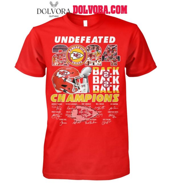 Kansas City Chiefs Undefeated 2024-2025 Back To Super Bowl Champs Shirt