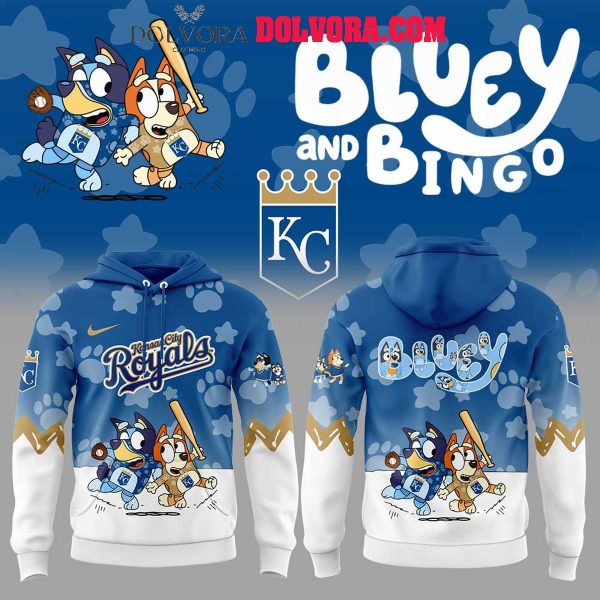 Kansas City Royals Bluey And Bingo Playing Baseball 2025 Hoodie T-Shirt