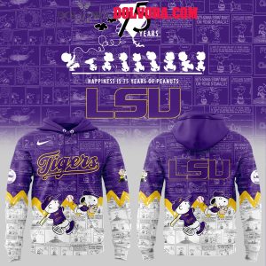 LSU Tigers Snoopy Happy 75th Anniversary Of Peanuts Hoodie T-Shirt