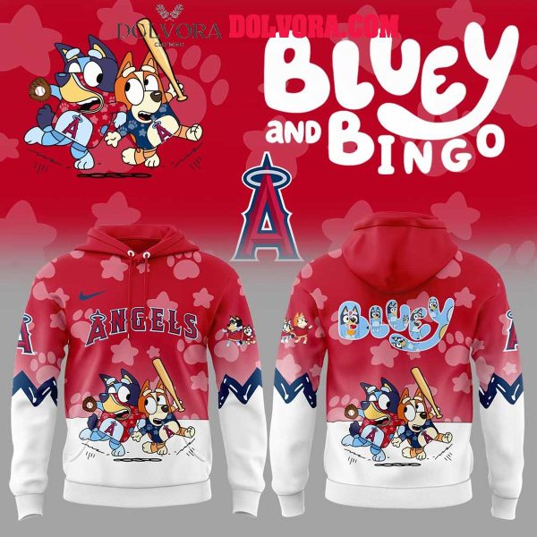 Los Angeles Angels Bluey And Bingo Playing Baseball 2025 Hoodie T-Shirt