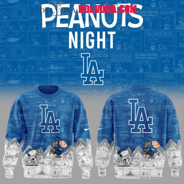 Los Angeles Dodgers 75th Anniversary Of Peanuts 2025 Snoopy Time Hoodie T-Shirt