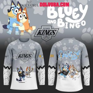 Los Angeles Kings Bluey And Bingo 2025 Anniversary Time Personalized Hockey Jersey