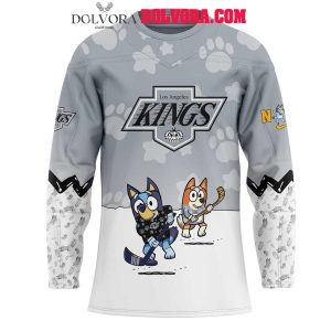 Los Angeles Kings Bluey And Bingo 2025 Anniversary Time Personalized Hockey Jersey