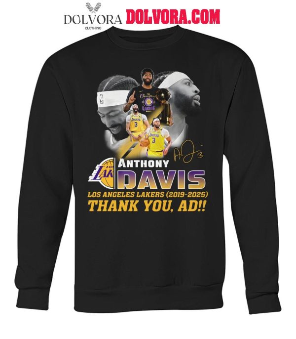 Los Angeles Lakers Anthony Davis Thank You Ads 2019-2025 Farewell T-Shirt