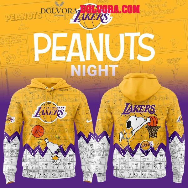 Los Angeles Lakers Snoopy 75th Anniversary Of Peanuts Hoodie T-Shirt