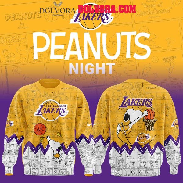 Los Angeles Lakers Snoopy 75th Anniversary Of Peanuts Hoodie T-Shirt