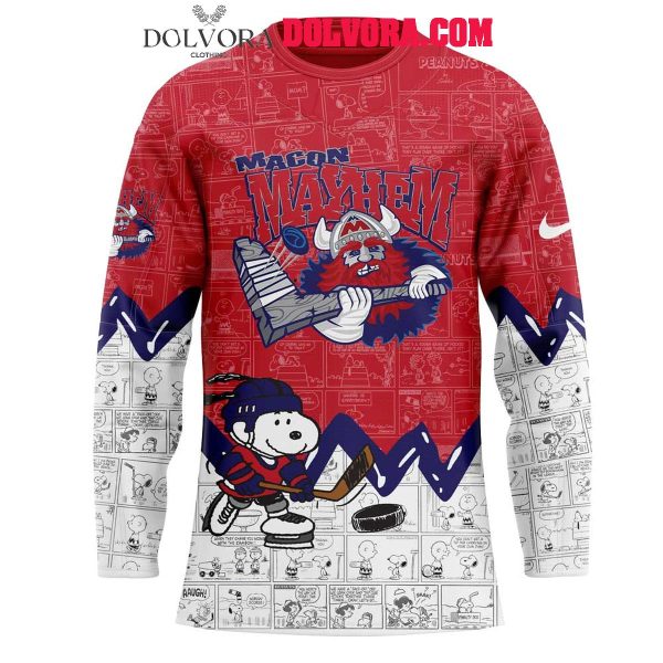 Macon Mayhem 75th Anniversary Of Peanuts Snoopy 2025 Hockey Jersey