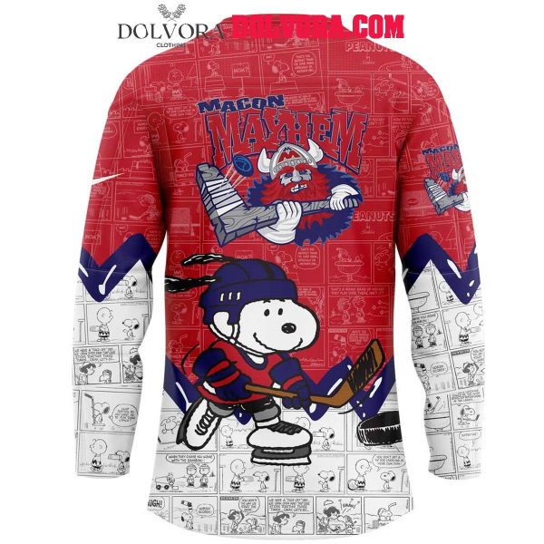 Macon Mayhem 75th Anniversary Of Peanuts Snoopy 2025 Hockey Jersey