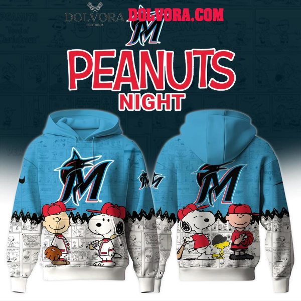 Miami Marlins 75th Anniversary of Peanuts 2025 Snoopy Hoodie T-Shirt